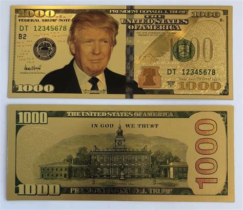 President Donald Trump.. 1000 Dollar Bill.. 24K Gold 3D - Etsy