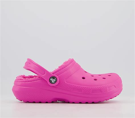 Crocs Classic Lined Clogs Electric Pink - Women's Loungewear