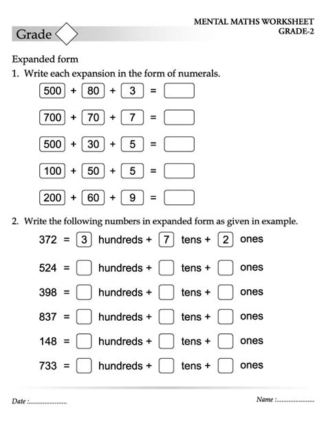 Worksheets On Expanded Form