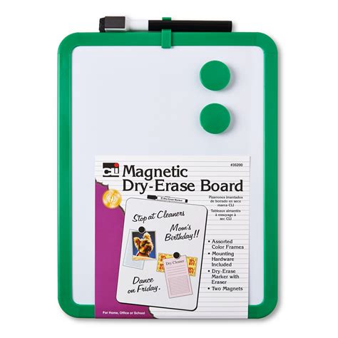 The Teachers' Lounge® | Framed Magnetic Dry Erase Board with Marker & Magnets, Assorted Colors ...