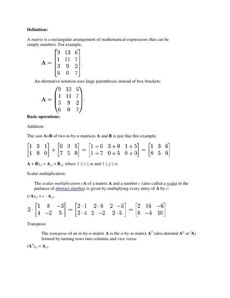 Applications of Matrices