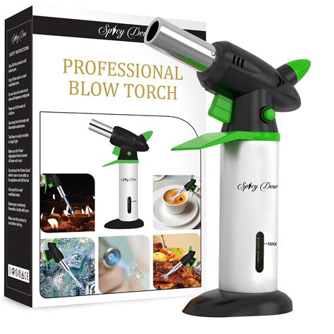 Buy Spicy Dew Blow Torch - Creme Brulee Torch - Refillable Professional Culinary Kitchen Torch ...