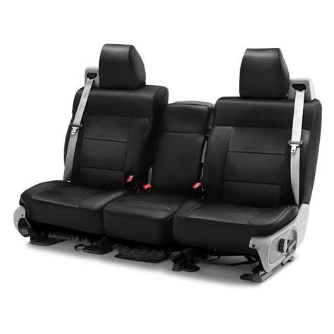 Coverking® CSC1L1CH7394 - Genuine Leather 1st Row Black Custom Seat Covers