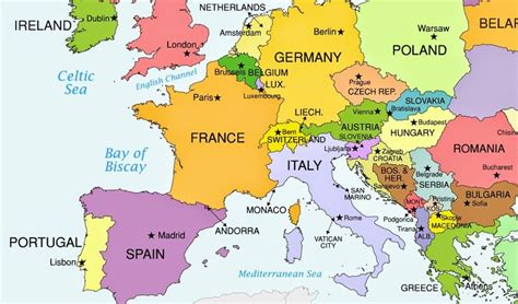 a map of europe with all the major cities and their names in english or ...