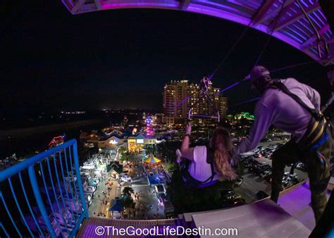 Harborwalk Village Zip Line, Free Fall, and Fireworks Photos and Information - The Good Life Destin