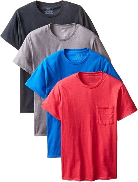 Fruit of the Loom Men's Pocket Crew Neck T-Shirt - X-Large - Heather Gray (Pack of 4) at Amazon ...