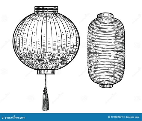 Japanese Paper Lantern Illustration, Drawing, Engraving, Ink, Line Art ...