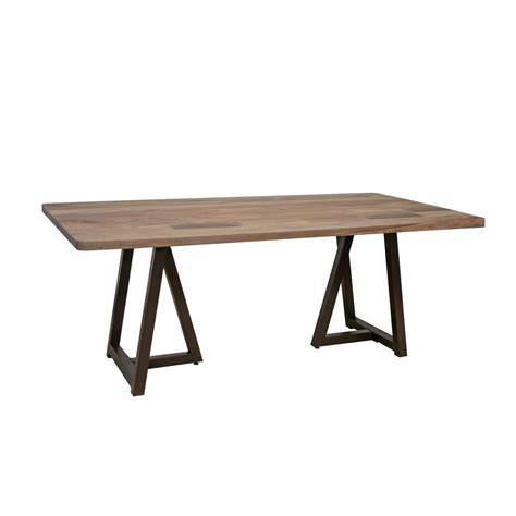 International Furniture Direct Parota IFD8681TBLBAx1+IFD8681TBLTPx1 Rustic Dining Table with ...