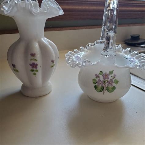 1970's Vintage Fenton Silver Crest "Violets in the Snow" Set | Fenton, Vintage, Silver