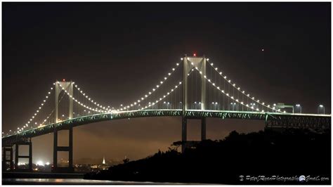 Newport Bridge, Night Sky, Newport, RI, Claiborne Pell, Narragansett, Jamestown, Ocean, Water ...