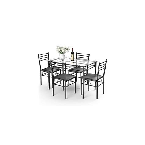 Tangkula Dining Table Set, 5 Pieces Dining Set with Tempered | Universe Furniture