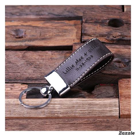 Premium Dark Brown Engraved Faux Leather Keychain | Zazzle.com ...