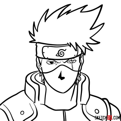 How to draw the face of Kakashi Hatake (Naruto) - SketchOk - step-by ...