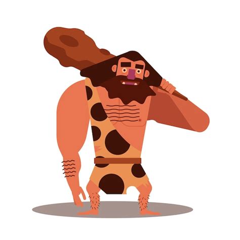 Premium Vector | Caveman with tools