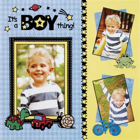 It's a Boy Thing Page | Boy scrapbook layouts, Toddler scrapbook, Scrapbooking layouts baby