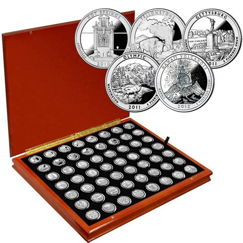 2010-2021 Proof S-Mint National Parks Quarters Set of 56 in Wooden Box ...