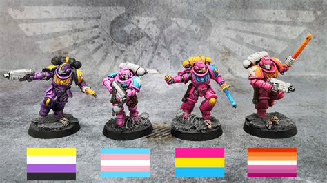 Warhammer 40k Space Marine Kill Team rocks pride flag colours