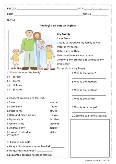 atividades de ingles 6 anos - Pesquisa Google | Familia em ingles, Atividades de ingles, Prova ...