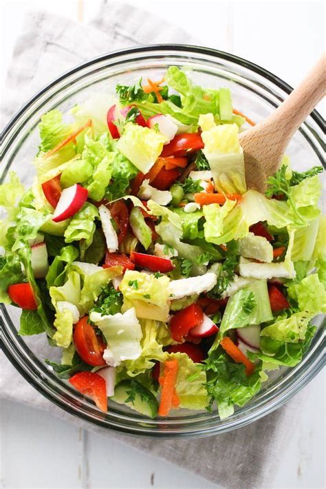 This romaine salad with chopped veggies and feta is delicious and very ...