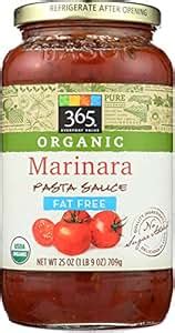 Amazon.com : 365 Everyday Value, Organic Marinara Pasta Sauce, Fat Free, 25 oz : Grocery ...