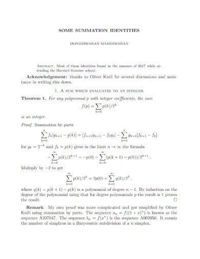 Summation - 99+ Examples, Format, How to Solve, PDF