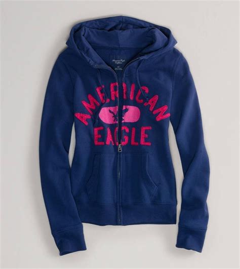 NWT! AMERICAN EAGLE AE Graphic Womens Full Zip Up Hoodie Jacket Multi ...