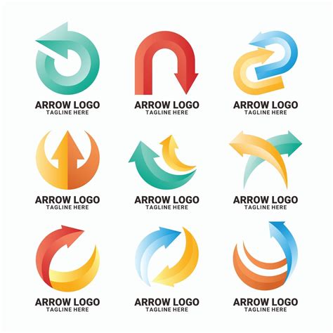 Arrow Shape Gradient Logo Set 2475619 Vector Art at Vecteezy