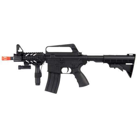 Well Fire M16A5 CQB Spring Airsoft Rifle w/ Laser, Foregrip (Color: Black) | Airsoft Megastore