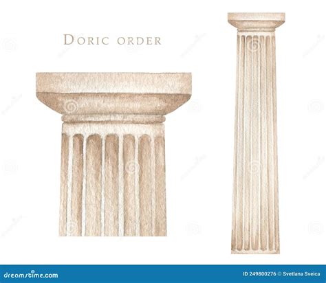 Watercolor Antique Doric Column, Ancient Classic Greek Doric Order ...