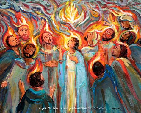 Pentecost Art Print Fire of the Holy Spirit on Disciples - Etsy