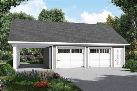 Plan 51185MM: Detached Garage Plan with Carport | Garage door design, Detached garage designs ...