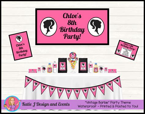 Personalised Vintage Barbie Silhouette Party Decorations - Katie J ...