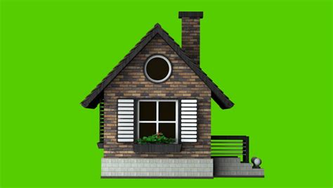 Close Up House Isolated On Green Background. (3d Render, Green-screen ...