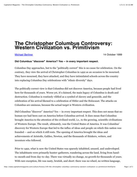 The Christopher Columbus Controversy: Western