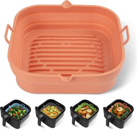 Amazon.com: Silicone Air Fryer Liners Square - Reusable Airfryer Silicone Basket - Easy to Clean ...