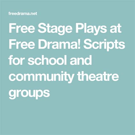 Free Stage Plays at Free Drama! Scripts for school and community ...