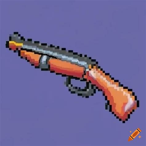 Cartoonish pixel art of a shotgun on Craiyon