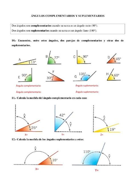 Ángulos complementarios y suplementarios 201640 | Gemma