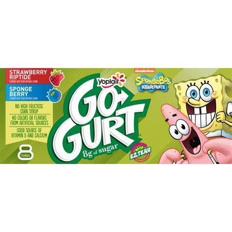 Yoplait Go-Gurt, SpongeBob SquarePants Portable Low Fat Yogurt Variet, Strawberry & Berry ...