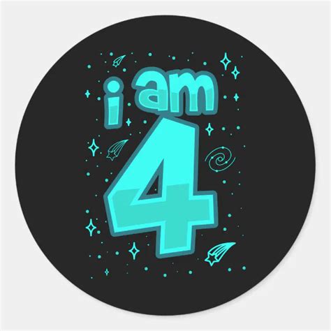 I AM 4 YEAR OLD 4th Birthday Boy Space Birthday Classic Round Sticker | Zazzle