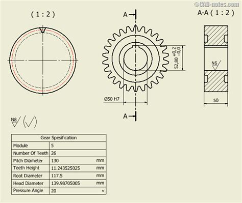 Solidworks gear representation in drawing - Engineering Stack Exchange