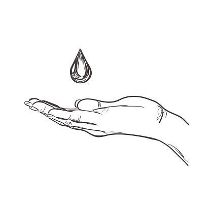 Hand With Drop Of Water In Sketch Style, Vector Illustration Stock Vector | Royalty-Free ...