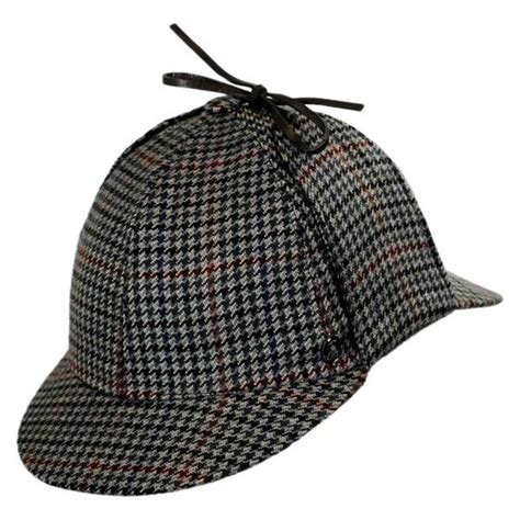 Houndstooth Wool and Cashmere Sherlock Holmes Deerstalker Hat liked on ...