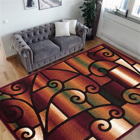 Handcraft Rugs-Modern Contemporary Living Room Rugs-Abstract Carpet with Geometric Swirls ...