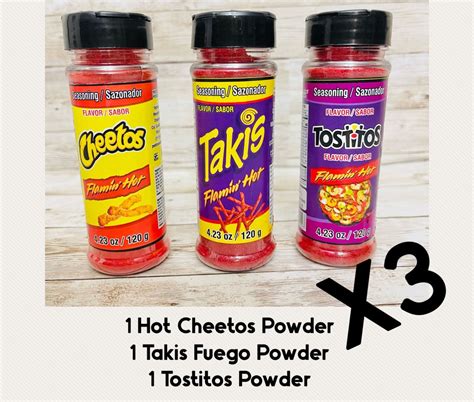 Takis Fuego Flamming Hot Cheetos Tostitos Seasoning Chilli Powder Polvo ...