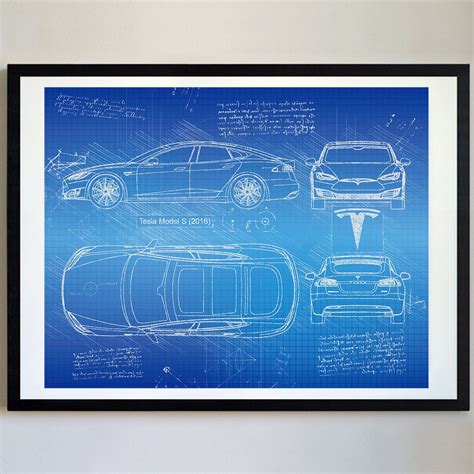 Tesla Model S 2016 Tesla Artwork Blueprint Specs Blueprint