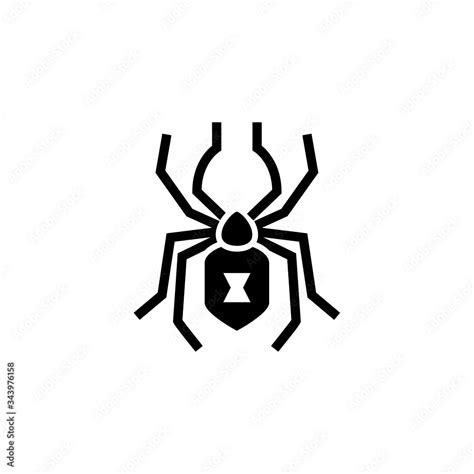 Black widow spider icon symbol in black flat shape design isolated on white background Stock ...