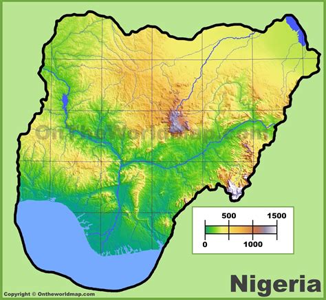 Nigeria physical map - Ontheworldmap.com