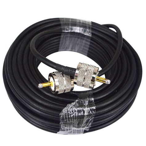 50 ft RG58 coax coaxial UHF PL-259 connectors amateur ham CB radio ...