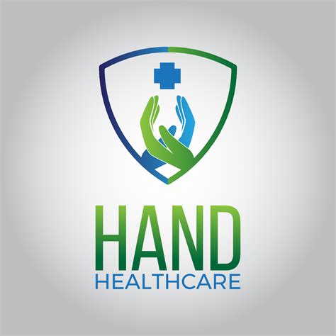 blue and green modern shield hand healthcare logo 10347924 Vector Art ...